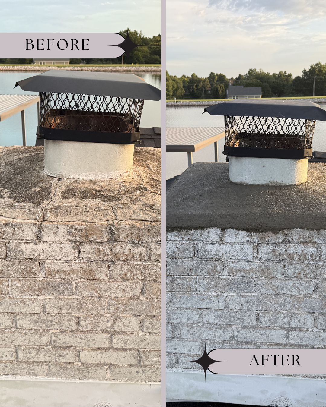 Chimney before and after cleaning